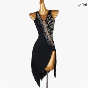 Elegant Black Embellished Women's Dress